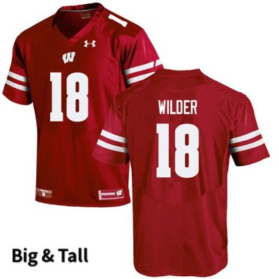 Men's Wisconsin Badgers NCAA #18 Collin Wilder Red Authentic Under Armour Big & Tall Stitched College Football Jersey MQ31D75VM